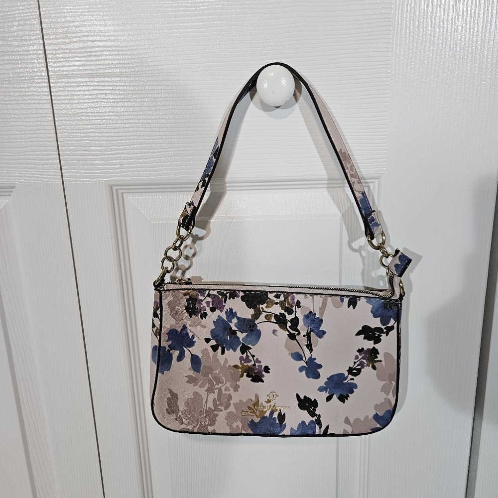 Nanette Lepore Floral Shoulder Bag - Blue and Tan